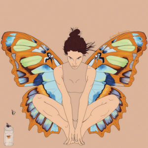 illustration imprimee transformation du papillon