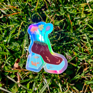 sticker_holographique_flower_boots_drawfeminism